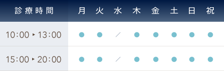 診療時間 午前10時から13時、午後15時から20時